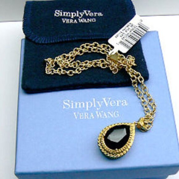 VERA WANG 18KT Gold over SILVER w/ Stone Necklace - Picture 4 of 9